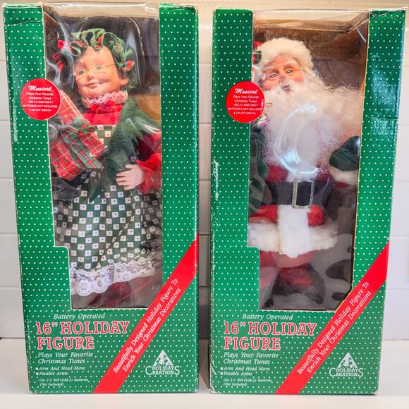 1993 Holiday Creations-Animated, Musical Mr.
 and Mrs Santa Claus-Original Box - Picture 1 of 14